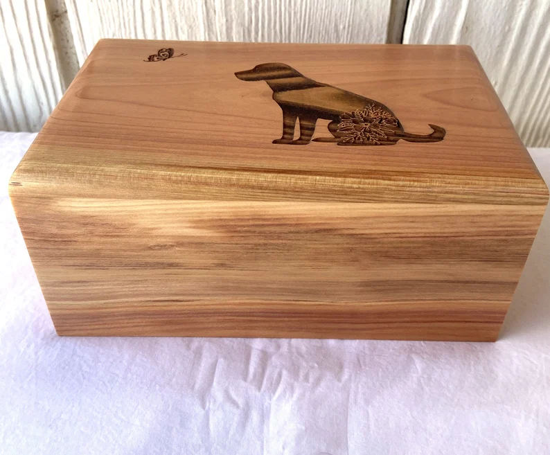 Large Dog Cremation Urn - Wood Pet Cremation Urn