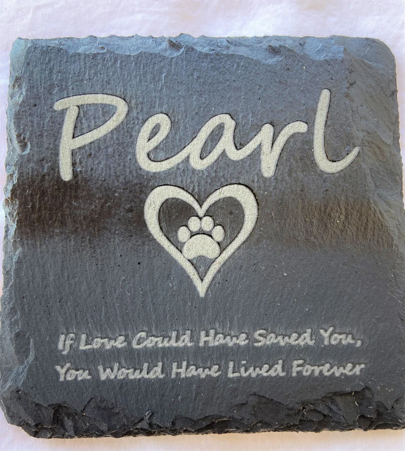Pet Memorial, Cat Memorial, Dog Memorial Engraved Stone Slate Grave Marker