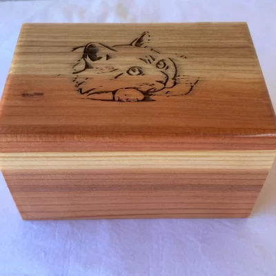 Wood Cat Cremation Urn - Wood Pet Cremation Urn