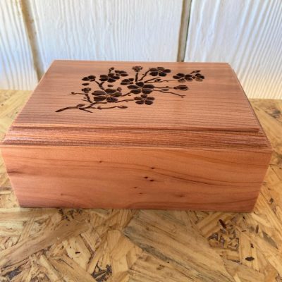 Medium Pet Cremation Urn---Engraved Sakura Blossoms Cherry Blossoms