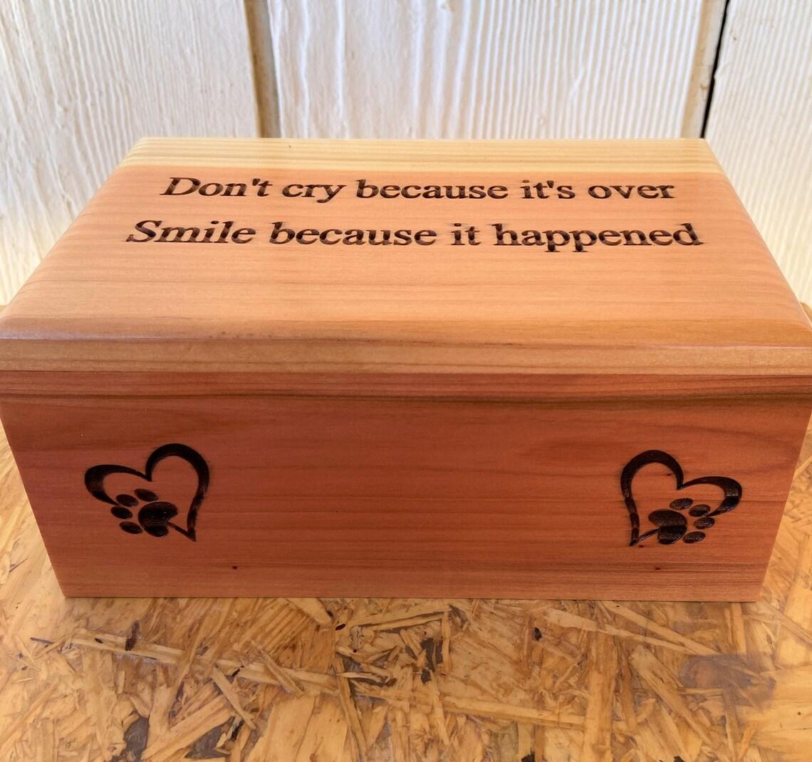 Large Wood Pet Cremation Urn Custom Engraving