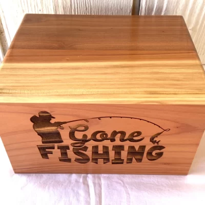 Adult Wood Cremation Urn - Gone Fishing