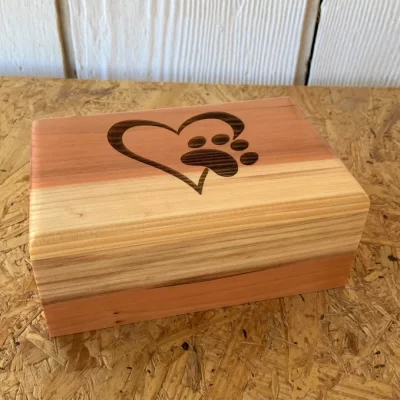 Two Large Redwood Urns with Heart/Pawprint on top - Optional Personalization