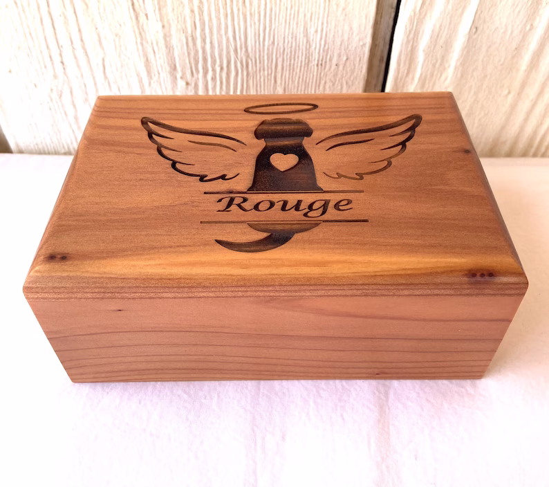 Medium Wood Pet Cremation Urn - Engraved and Personalized