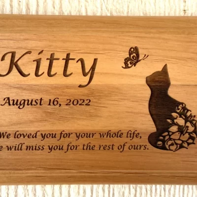 Memorial Plaque Custom Engraved Short Hair Cat-Wood Memorial Plaque