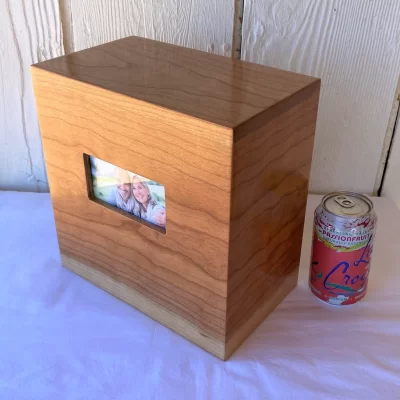 Cherry Wood Companion Cremation Urn with Custom Engraving Included