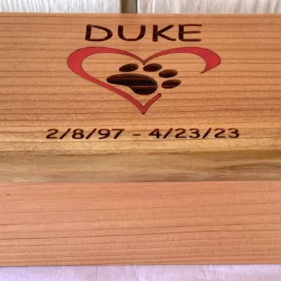 Medium Wood Pet Cremation Urn - Wood Pet Urn