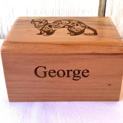Small Wood Ferret Cremation Urn - Wood Urn For Pet Ashes